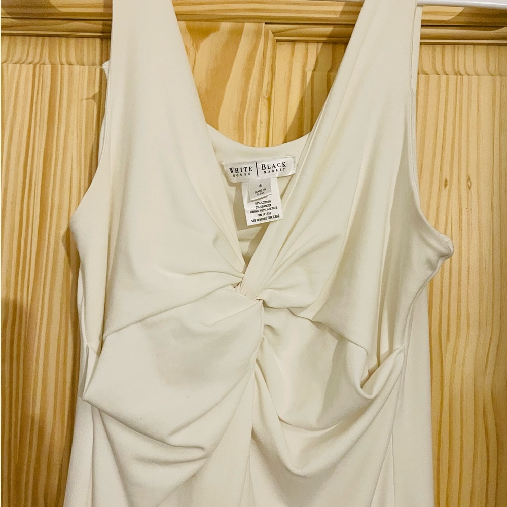Elegant Cream Sleeveless Dress - Picture 5 of 11